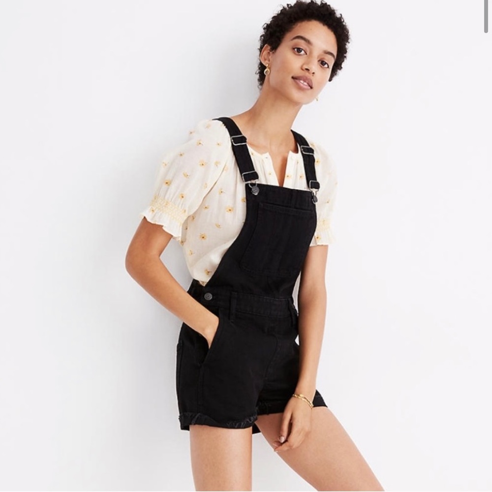 Madewell Adirondack short overalls black denim overall jean shorts XXS